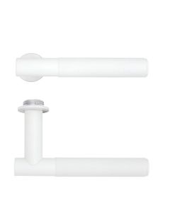 Powder Coat White Orta Lever on 32mm Round Mini Rose | RT060-MINI-PCW