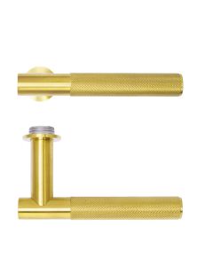PVD Satin Brass Orta Lever on 32mm Round Mini Rose | RT060-MINI-PVDSB