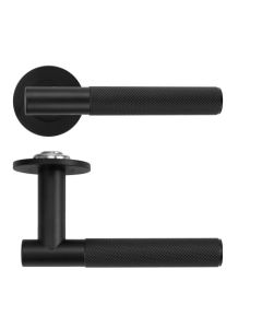 Matt Black Orta Lever on 4mm Round Slim Rose | RT060-SLIM-PCB