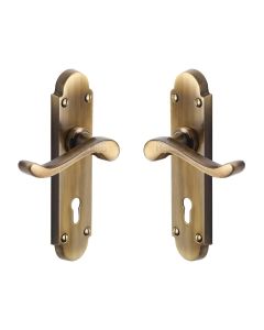 Heritage Brass Antique Brass Savoy Door Handle on Plate - Lever Lock