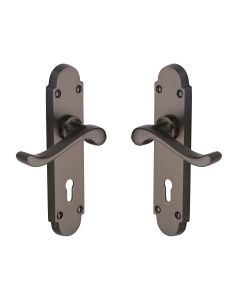 Heritage Brass Matt Bronze Savoy Door Handle on Plate - Lever Lock