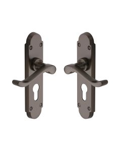 Heritage Brass Matt Bronze Savoy Door Handle on Plate - Euro Profile