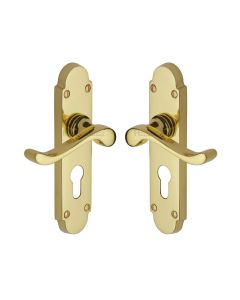 Heritage Brass Polished Brass Savoy Door Handle on Plate - Euro Profile