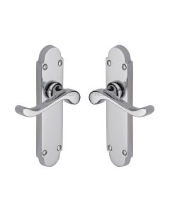 Heritage Brass Polished Chrome Savoy Door Handle on Plate - Lever Latch