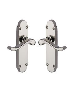 Heritage Brass Polished Nickel Finish Savoy Door Handle on Plate - Lever Latch