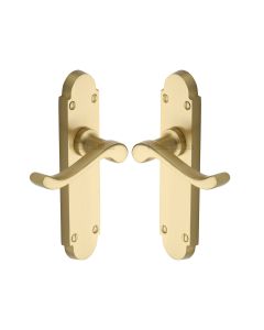 Heritage Brass Satin Brass Savoy Door Handle on Plate - Lever Latch