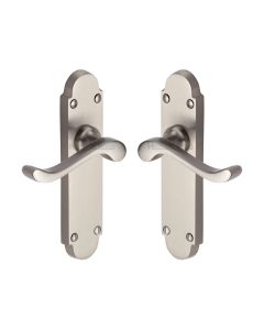 Heritage Brass Satin Nickel Savoy Door Handle on Plate - Lever Latch