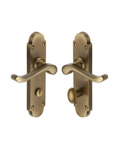 Heritage Brass Antique Brass Savoy Door Handle on Plate - Bathroom Set