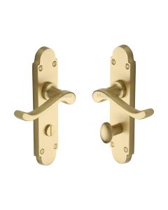 Heritage Brass Satin Brass Savoy Door Handle on Plate - Bathroom Set