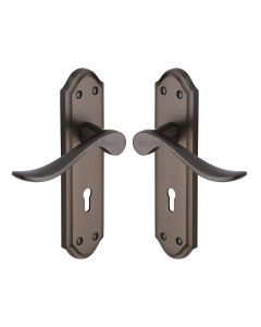 Heritage Brass Matt Bronze Sandown Door Handle on Plate - Lever Lock