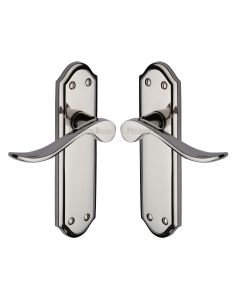 Heritage Brass Polished Nickel Finish Sandown Door Handle on Plate - Lever Latch