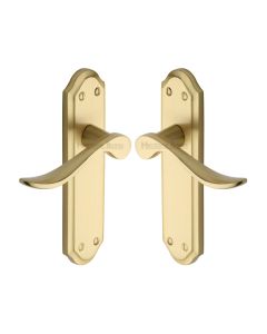 Heritage Brass Satin Brass Sandown Door Handle on Plate - Lever Latch