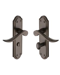 Heritage Brass Matt Bronze Sandown Door Handle on Plate - Bathroom Set