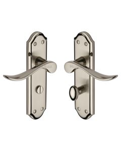 Heritage Brass Mercury Split Finish Sandown Door Handle on Plate - Bathroom Set