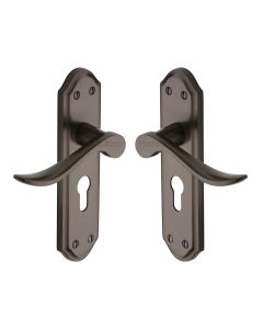 Heritage Brass Matt Bronze Sandown Door Handle on Plate - Euro Profile