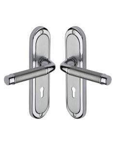 Heritage Brass Apollo Finish Saturn Door Handle on Plate - Lever Lock