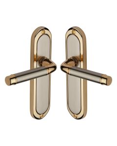 Heritage Brass Jupiter Split Finish Saturn Door Handle on Plate - Lever Latch