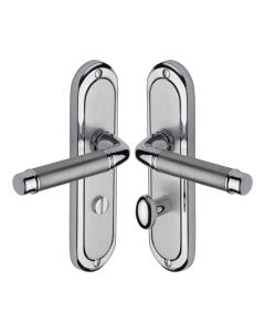 Heritage Brass Apollo Finish Saturn Door Handle on Plate - Bathroom Set