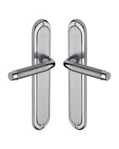 Heritage Brass Apollo Finish Saturn Long Door Handle on Plate - Lever Latch