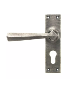 Set From the Anvil Antique Pewter Straight Lever Euro Lock Set | 45760