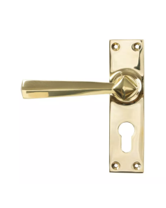 Set From the Anvil Polished Brass Straight Lever Euro Lock Set | 45761