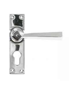 Set From the Anvil Polished Chrome Straight Lever Euro Lock Set | 45762