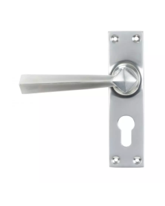 Set From the Anvil Satin Chrome Straight Lever Euro Lock Set | 45763