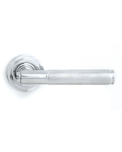 Polished Chrome Brompton Knurled sprung Lever on Art Deco rose | 45664