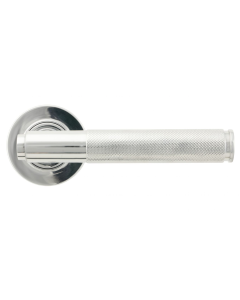 Polished Chrome Brompton Knurled sprung Lever on plain rose | 45663