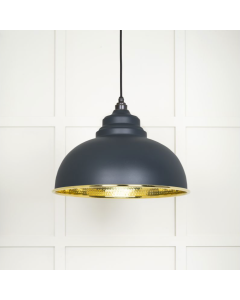 From the Anvil Hammered Brass Harborne Pendant in Soot | 49521SO