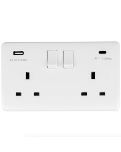 Eurolite Enhance White Plastic 2 Gang USBC Socket | PL4620C