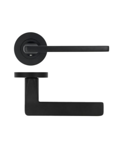 Matt Black Leon Lever Handle on Rose | ZPA010MB
