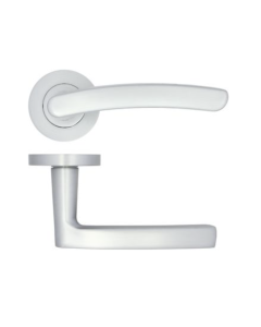 Satin Chrome Santiago Lever Handle on Rose | ZPA020SC