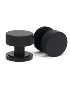 Matt Black Brompton Mortice/Rim Knob Set (Art Deco) | 46799