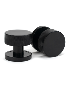 Black Brompton Mortice/Rim Knob Set (Plain) | 46794