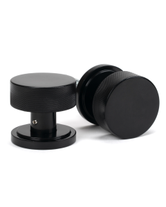 Black Brompton Mortice/Rim Knob Set (Art Deco) | 46795