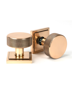 Polished Bronze Brompton Mortice/Rim Knob Set (Square) | 46793