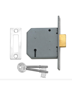 Union 2177 Satin Chrome 3 Lever Security Mortice Deadlock - Keyed to Differ