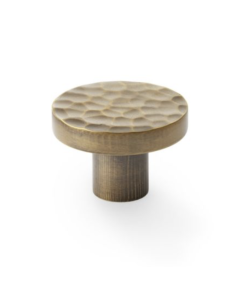 Alexander and Wilks Antique Brass 38mm Hanover Hammered Cupboard Knob 