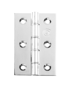 Pair Polished Chrome100mm Double Stainless Steel Washered Brass Butt Hinge | HDSSW5CP