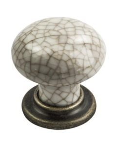 Antique Brass Ivory Crackle Porcelain 36mm Knob | FTD630AABIC