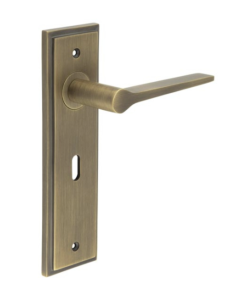 Set Burlington Antique Brass Knightsbridge Lever on Key Lock Plate  | BUR20-451AB