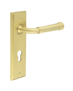 Set Burlington Satin Brass Highgate Lever on Din Euro Lock Plate c/c 72mm  | BUR35-455SB