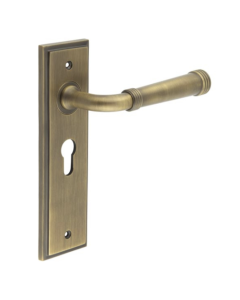 Set Burlington Antique Brass Highgate Lever on Euro Lock Plate c/c 47.5mm  | BUR35-454AB