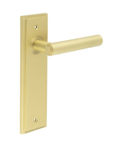 Set Burlington Satin Brass Richmond Lever on Latch Plate | BUR45-450SB