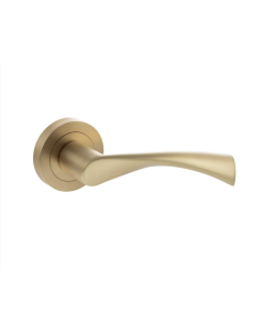 Set Status Satin Brass Colorado Lever on Round Rose | S34RSB