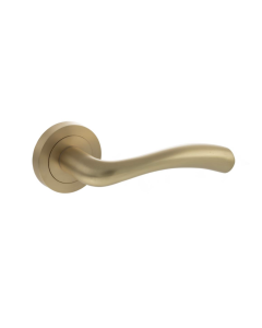 Set Status Satin Brass Texas Lever on Round Rose | S35RSB