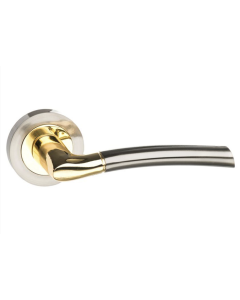 Set Status Satin Nickel/Polished Brass Indiana Lever on Round Rose | S33RSNBP