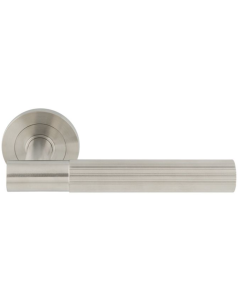 Set Satin Stainless Steel Arrow Lined Style Lever on rose | SWL1172SSS