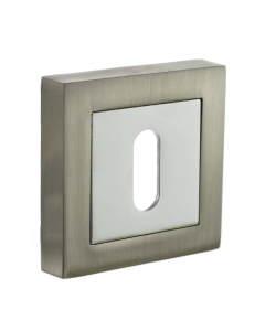Status Satin Nickel/Polished Chrome Square Key Escutcheon | S4ESCKSSNPC